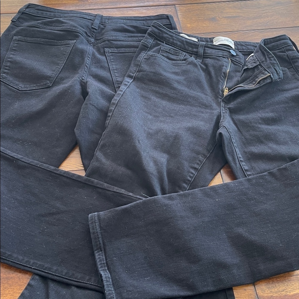 2 Universal Thread black high rise slim straight denim jeans size 4/27S & 4/27R - Picture 1 of 16